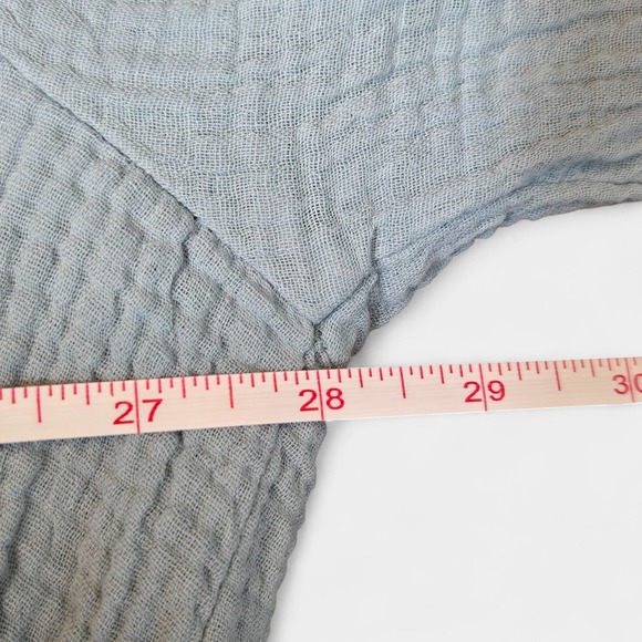 Cato Gauze Cotton Boho Tassel Button Blouse Blue 22/24W Plus Size Beach Coastal - Picture 8 of 9